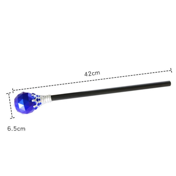 Kong Scepter 42 cm – Sort stav med gylden blå krone – Kostume tilbehør, Karneval, Halloween, th