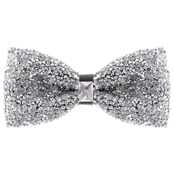 Rhinestone Fluga för Män - Förbundna Sekvenflugor för Män med Justerbar Längd, Juvelfluga