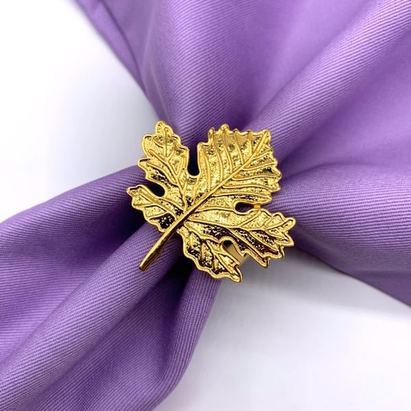 Efterårsblad Servietringe Sæt af 12, Guld Servietholdere til Thanksgiving, Efterår, Høst, Vinterferier, Jul, Aut