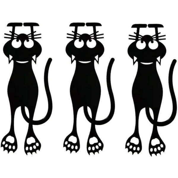 3pcs die-cut black kitten bookmark, reusable plastic bookmar