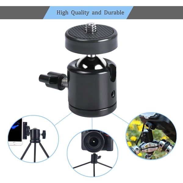1/4\" Skrue Stativ Mini Kuglehoved Montering til DSLR Kamera Videokamera 360 Graders Lys Beslag