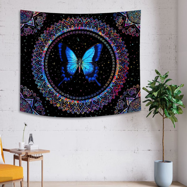 Butterfly Tapestry for Bedroom Aesthetic Boho Tapestries Blue But