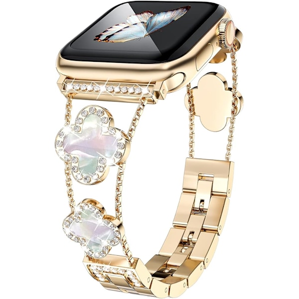 Diamantmetallband ger glans till din klocka - Kompatibel med Apple Watch Series 8/7/6/5/4/3/2/1SE/Ultra - Clover is