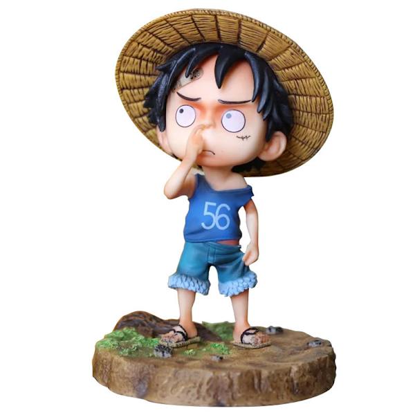 Anime Q Version Monkey D. Luffy 15cm Tegneserie Monkey D. Luffy PVC Figur Desktop Action Figur Samleobjekt