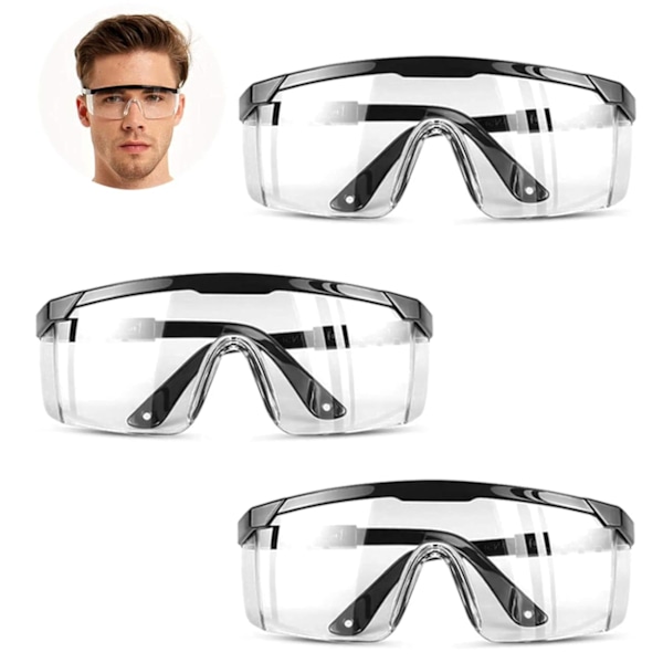 （14×14×5.3cm）3-pack Skyddsglasögon, Anti-im och UV-skydd, Klara Glas, Barn Glasögon, Nerf Gun Strider, Bygg, DIY, Lab, Svetsning, Kemi, Per