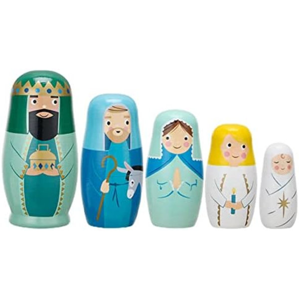 Træ russiske nestingdukker, stable Jesus nestingfigur, fødselsdags- eller julegave