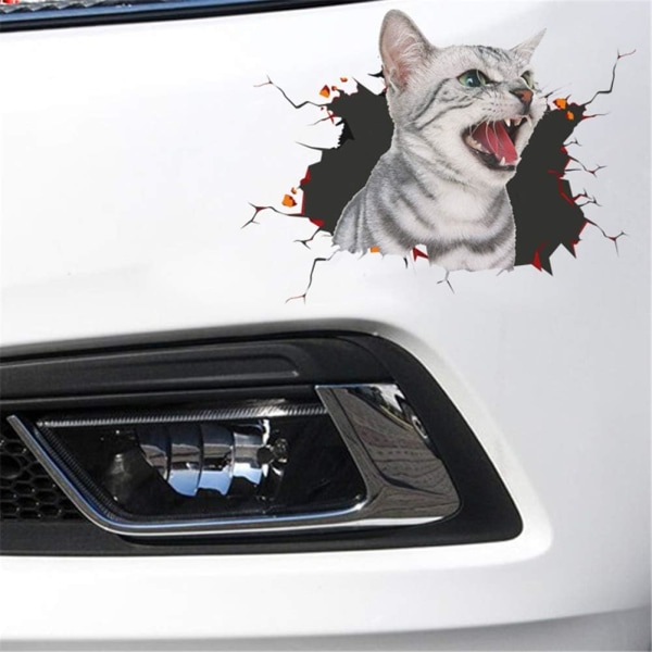 (B)3D Cat Flyttbart bilklistremerke Bildekorasjonsklistremerke Bilvindusanimasjon Morsom dekorasjon Kattunge St