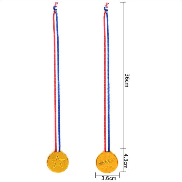 Medaljer, 12 stk. guldmedaljer til børnefest børnebelønning