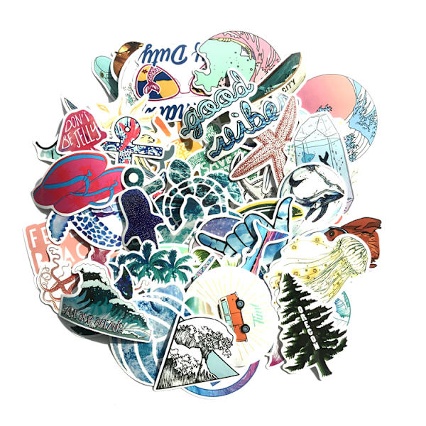 Stickers 50 stk. Vinyl Strand Ferie Bærbar Bil Dekaler Vandtæt
