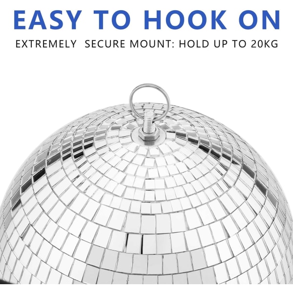 Spegel Disco facetterade bollar med hängande ring, uppdaterad 200 mm, glitterboll, perfekt för fest eller dans