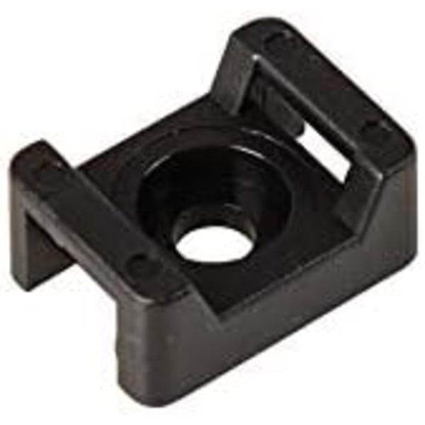 100 stk. Sorte Kabelbinderbaser - 4 mm (M4) Skruehul - Saddel Kabelbinderbeslag