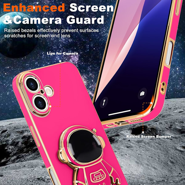 iPhone 16-fodral, Söt 3D Astronaut Stativ med Kickstand Stötsäkert Bling Silikon Mjukt Telefon Bakskydd för Apple iPh