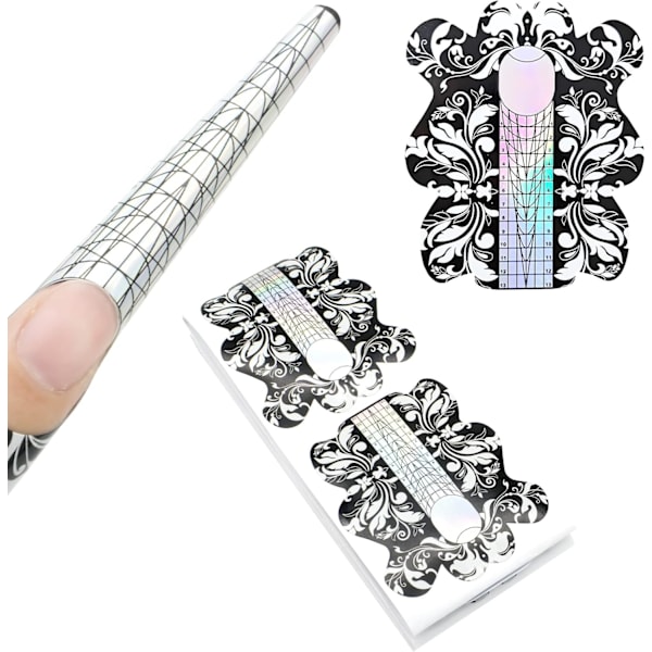 100 stk. Stiletto-negleforme til gel-builder akrylnegle, ekstra lange guide-klistermærker til neglekunst