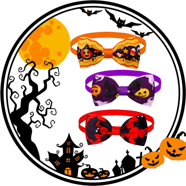 (12 stykker) Generisk kjæledyr slips Halloween-tema kjæledyr slips skummel Halloween kjæledyr slips justerbar komfortabel