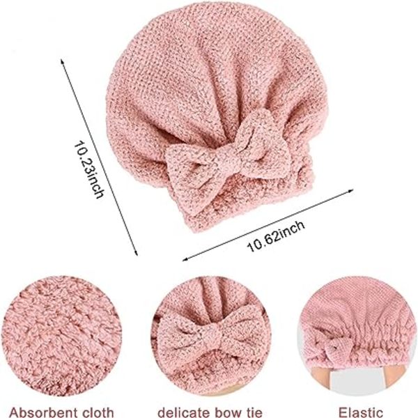 (Ruskea/Khaki/Pinkki) 3 Pakkaus Super Absorbent Quick Dry Hiustenpesuhattuja, Co