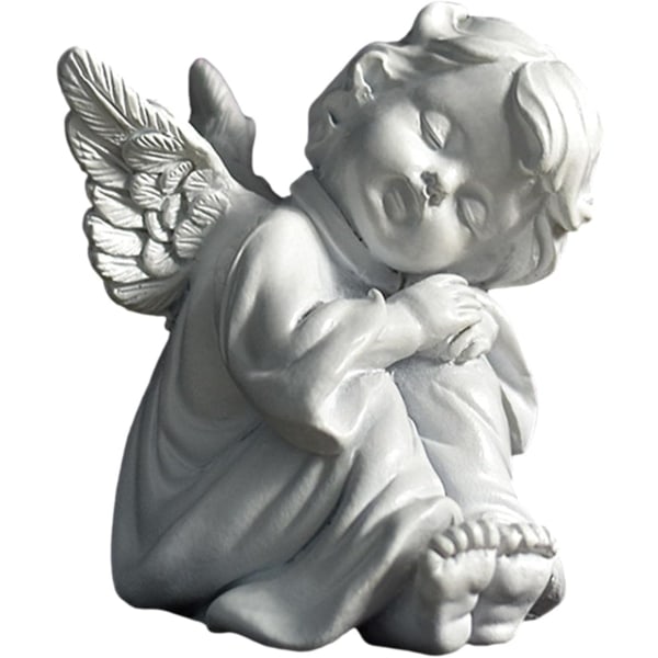 Desktop Angel Skulptur, Resin Sød lille hvid englepige