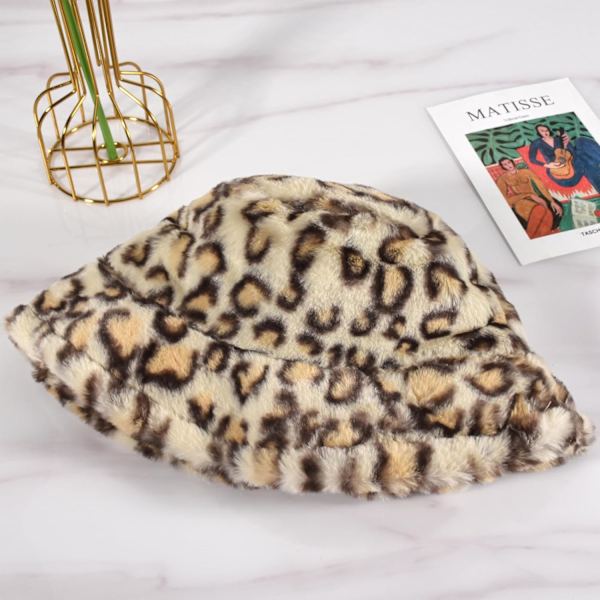 Vintermjuk Konstpäls Plush Bucket Hat, Söt Fiskehatt, Trendig Utomhus Tjock Varm Solhatt för Kvinnor