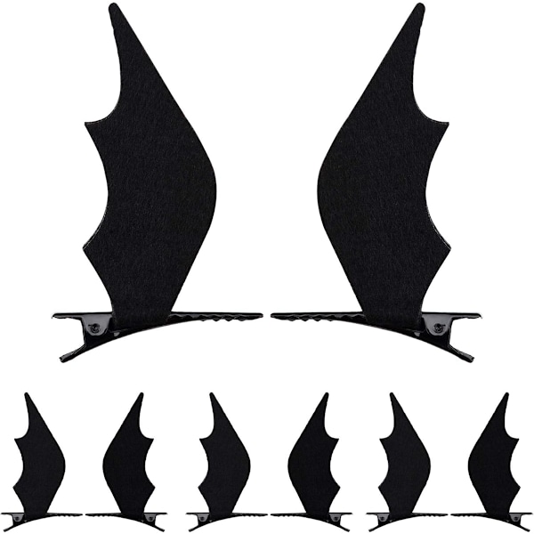 4 Par Halloween Hårklemmer Bat Wings Clip Devil Clips Hårspænde Hårtilbehør til Halloween Cosplay Party Kostume Bla