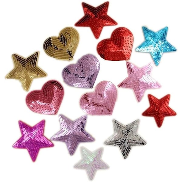 (Glod) 12 stk. hjerteformede pailletter stryge på patches broderede sy applikationer til DIY outfit bukser T-S