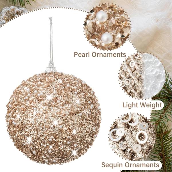 17×17×25cm 3.15\" Julekuler Ornamenter 12 stk Glitter Sekvens Kuler Juletre Kuler Jul Hengekuler for Jul T