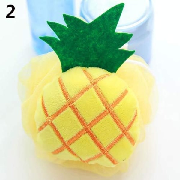 Gul Ananas Mjuk Fruktformad Badpuff Kroppsfoam Bubbelnätboll Kroppsskrubb Bad Duschsvamp Pouf Loofahs Nät