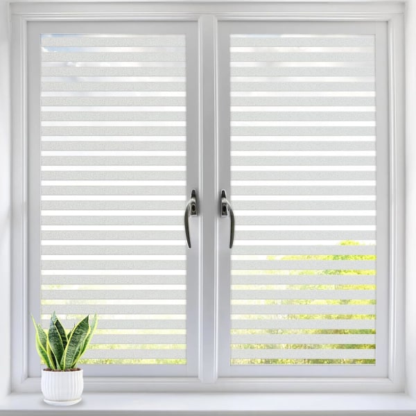 Electrostatic Window Film Stripe Pattern 45x200cm, Self-Adhesive Anti-Glare Window Film with Static