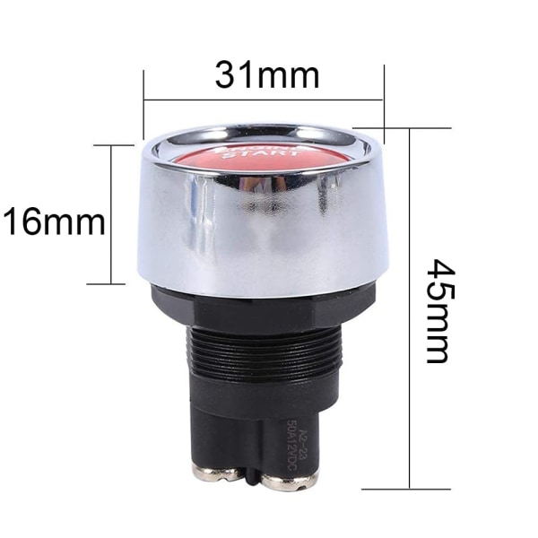 12V-24V/50A Startknapp för tändning (slumpmässig färg), SPST Universal Engine Start Switch, 3-polig tryckknapp