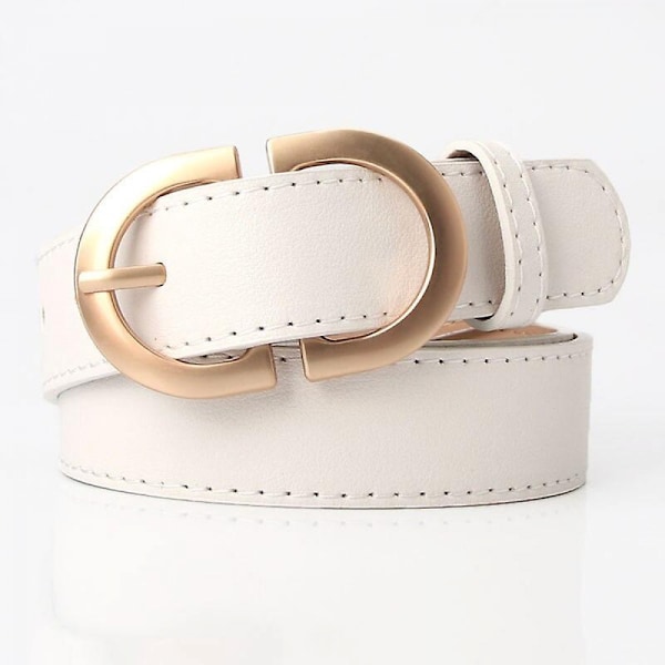 Dam Läder Kvinnor Bälten Solid Färg Vilda Dam Jeans Midjebälte White