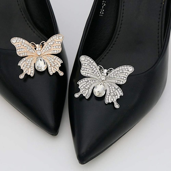 2 stk. Rhinestones Sommerfugl Sko Klips Bryllupsfest Sko Dekoration