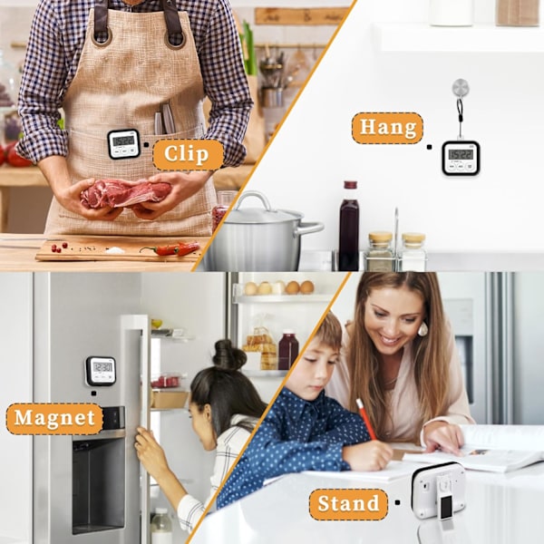 2 stycken Timer, Kök Timer, Matlagningsklass Timer, Barn Lärare Magnetisk Digital Timer Black