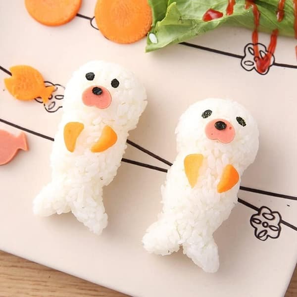 Sød sælformet risbolleform diy sushi ris bento modelform tegneserie børn risbolle styler risform køkkenredskaber