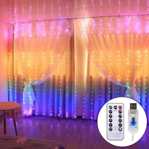 Light Curtains, Battery Operated LED Cascading Light Backdrop Curtain for Bedroom, Wedding, Decorati