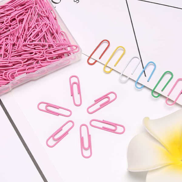 Papperclips, 200 st Medium Storlek (33 mm) Färgade Pappersclips, Hållbara och Rostfria Belagda Pappersclips, Perfekt för Kontoret