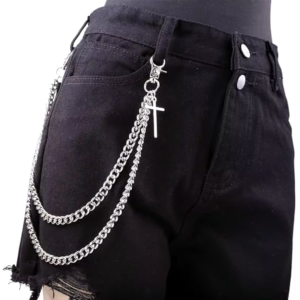 115cm Bukse Kjede for Menn Kvinner Halloween Kostymer Kryss Jeans Kjeder Shorts Kjeder Goth Tilbehør Punk Hip Hop Lommebok