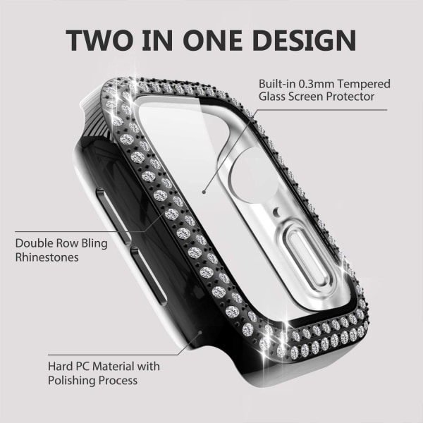 2kpl Yhteensopiva Apple Watch Case 38mm SE Series 3 2 1 case kanssa, jossa on karkaistu lasi näytönsuoja