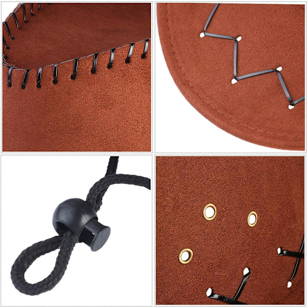 Cowboy kostyme tilbehør Cowboy hatt med bandana Cowboy sett for Halloween Cosplay Fancy Dress up (