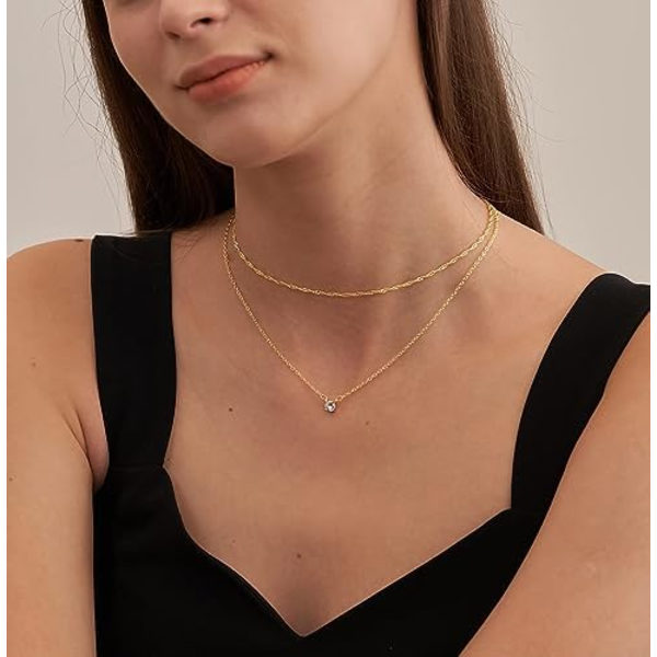 Timanttikaulukset naisille, Hieno 14k Kulta/Hopea Choker-kaulakoru Yksinkertainen Kultapinnoitettu CZ-koru Kaulakorut