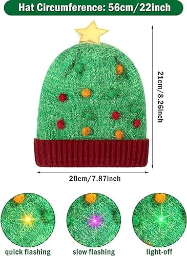 Ful LED Jul Ljus Upp Hatt Unisex Vintermössa Stickad Mössa Swe