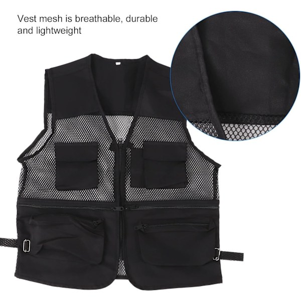 Mesh fiskevest (80 kg), holdbar og åndbar multi-lomme sommer vest til mænd til udendørs fiskeri