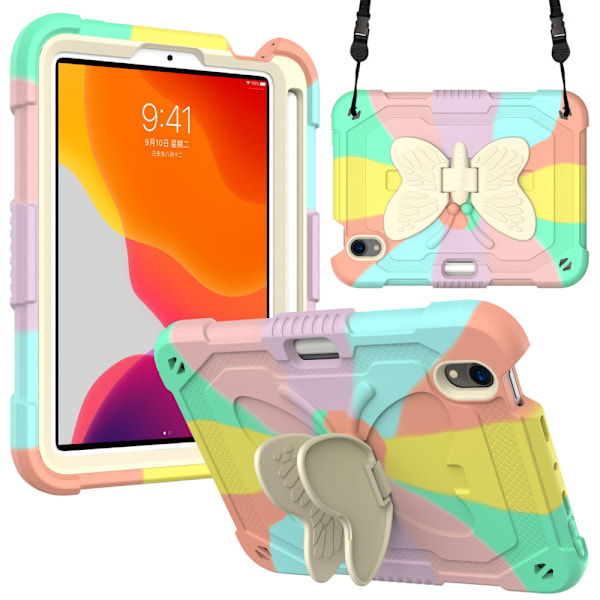 Tabletskydd för iPad Mini 6 med pennfack, stativ och axelrem Pink
