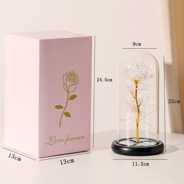Evig rose under klokke (farvede lys), farverig kunstig skønhed