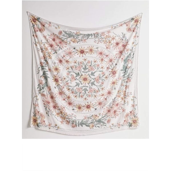 Beige Boheme Vægtapet Mandala Blomstermedaljon - Hippie Ta