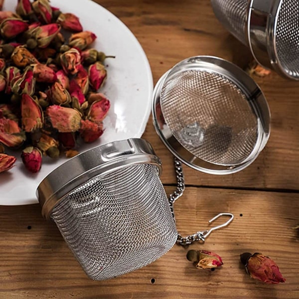 12,7 cm Krydderiinfuser/te-kugle i rustfrit stål, forlænget kædekrog, te-koncentrator til brygning af te, krydderier og krydring