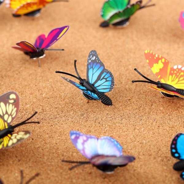 100 farverige søde sommerfugle skubbestifter til vægkorkplade, kort,