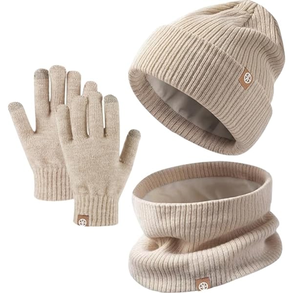 3 i 1 Kids Hat Scarf Gloves Set - Thermal stickad mössa War