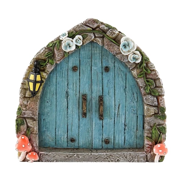 Set med 1 Sparkle Fairy Door Garden Home Ornament blå