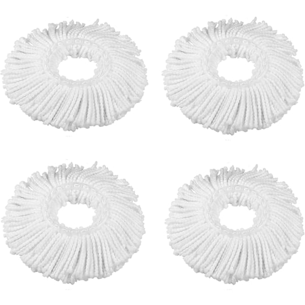 4 stk. 360° Spin Moppehoder, Mikrofiber Spin Mopp Erstatningshode Refill Rund Form Moppehode