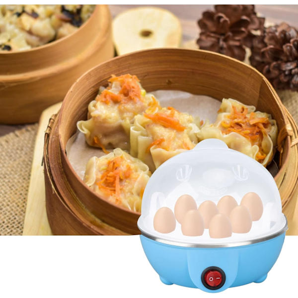 (EU PLUG Blå) Gave Egg Cooker - Elektrisk Egg Boiler - Kylling Egg Cooker Lag Opptil 7 Store Kokte E