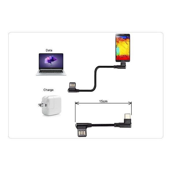 Usb-C 3.1 Type-C Yksi Vasen, Oikea Kulma 90º USB 2.0 -kaapeli Hihnalla Tabletille Ja 15Cm