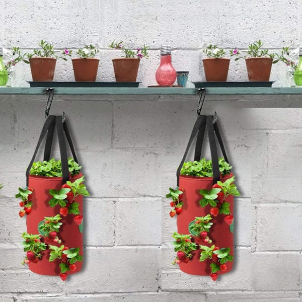 (20 x 35cm)(Rød)2 Pakke Nonwoven Stof Hængende Jordbær Gr